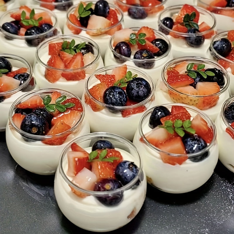 Set of 10 Disposable Round Dessert Cups 120ml for Cake Yogurt Ice Cream