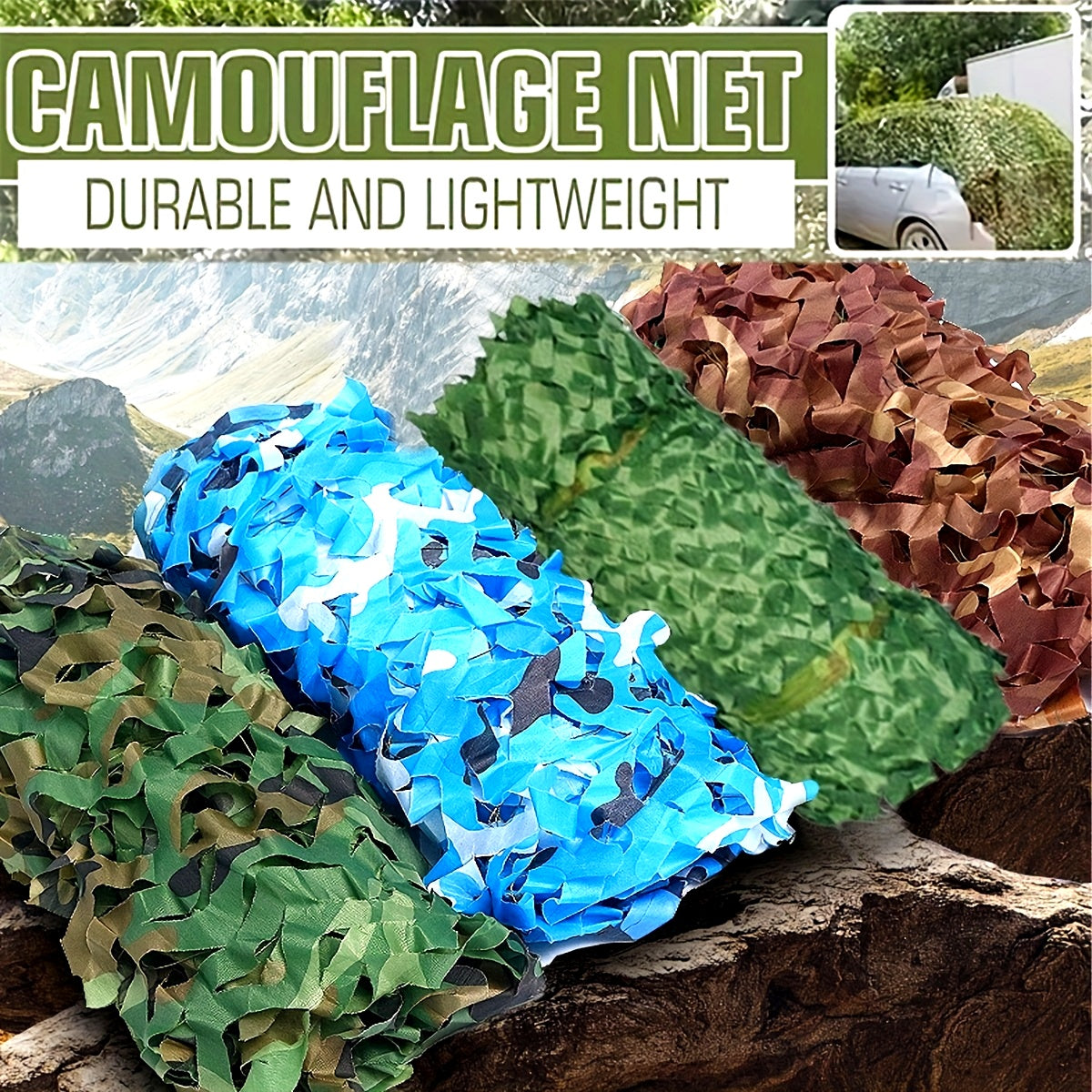 Camouflage Net 5x3m Sunshade Cloth for Outdoor Use Green Blue Brown