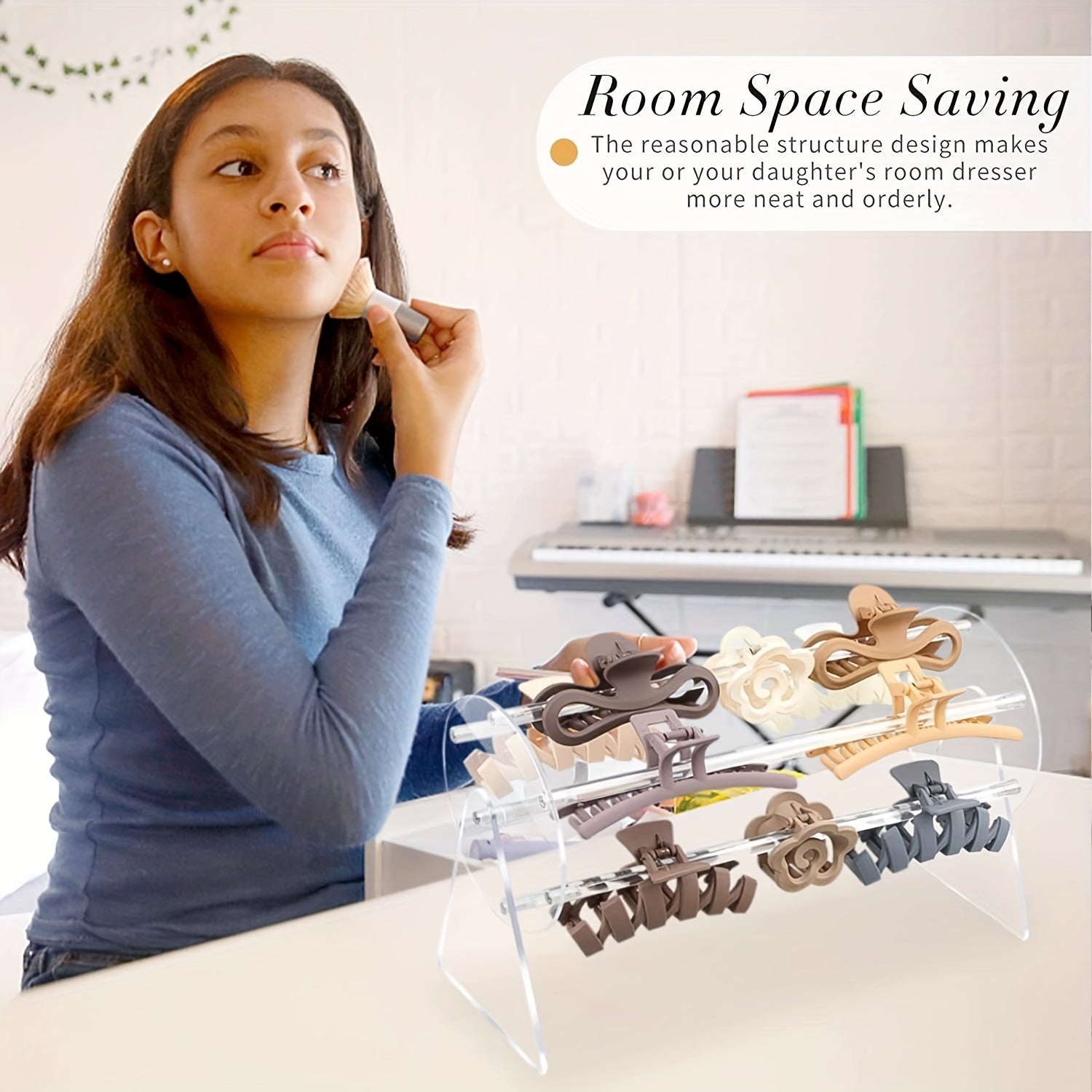 Acrylic Hair Claw Clip Display Stand Rotating Jewelry Organizer Storage