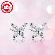 925 Sterling Silver dan tayyorlangan, porloq Zirconia bilan bezatilgan zamonaviy kichik kapalak stud taqinchoqlari - sezgir teri uchun mos, har kuni va maxsus tadbirlar uchun ideal.