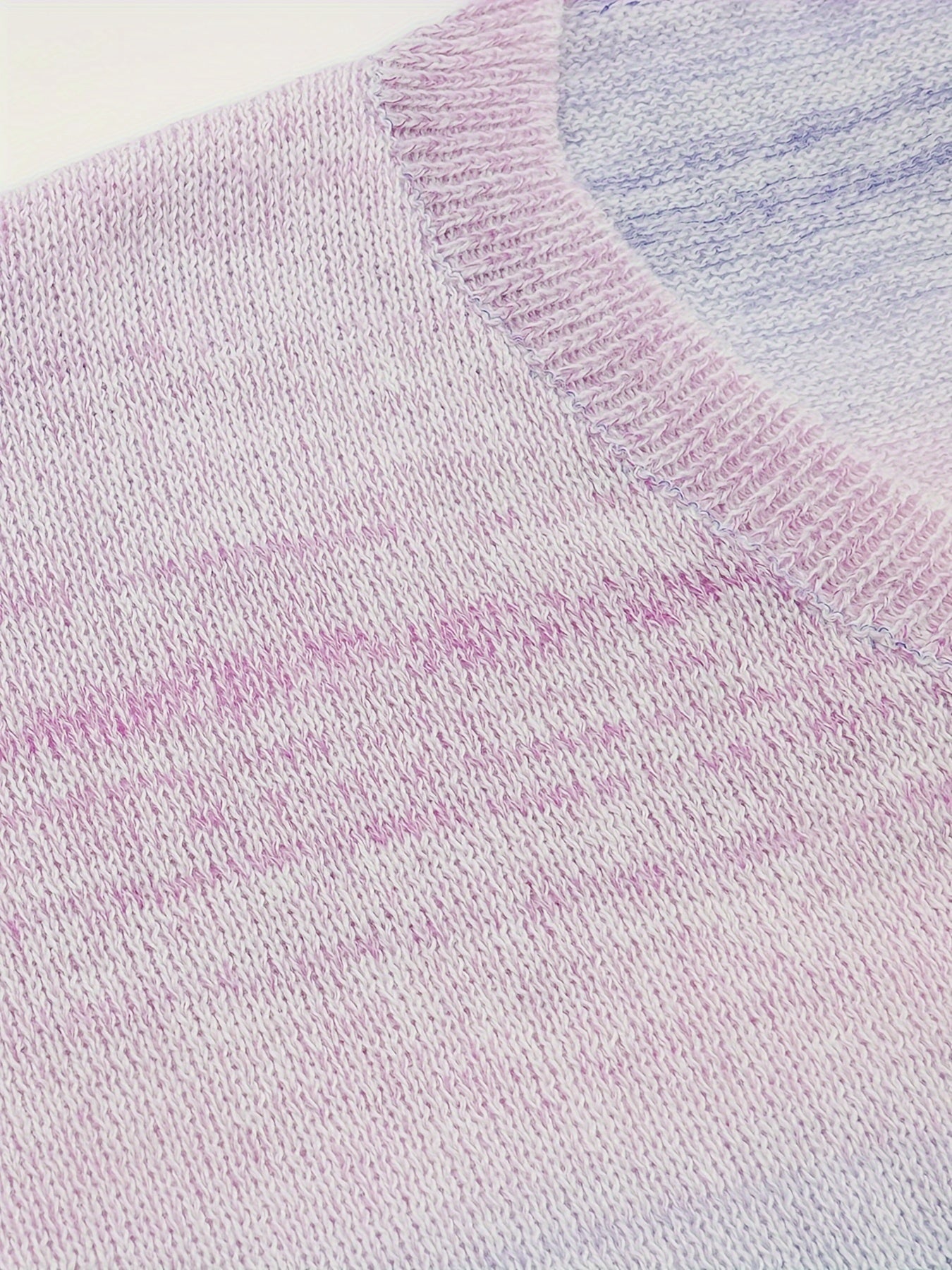 Plus Size Womens V-Neck Sweater Hollowed Sleeves Gradient Color Fall Winter Knitwear