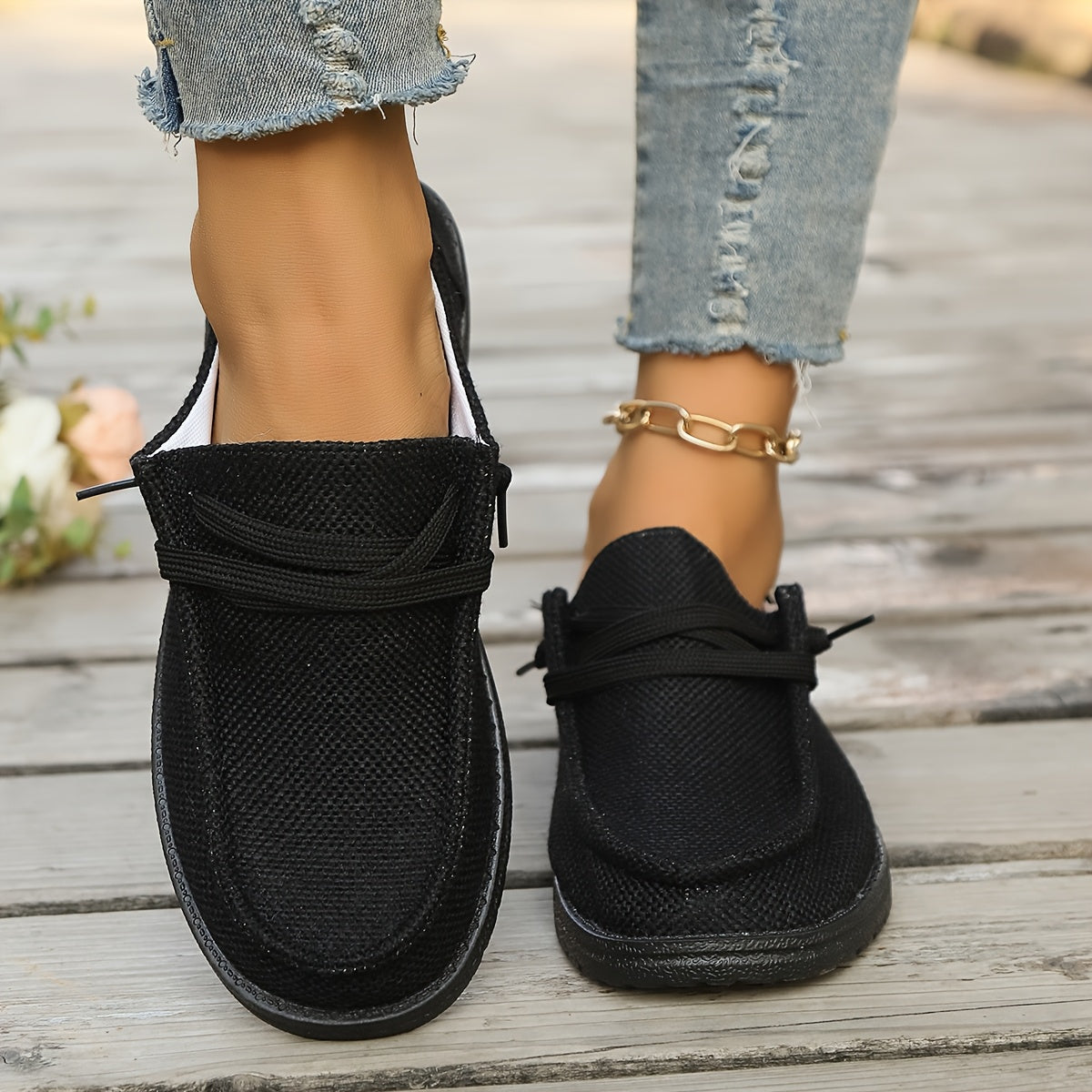 Women's All-Season Solid Color Fabric Sneakers Round Toe PU Sole