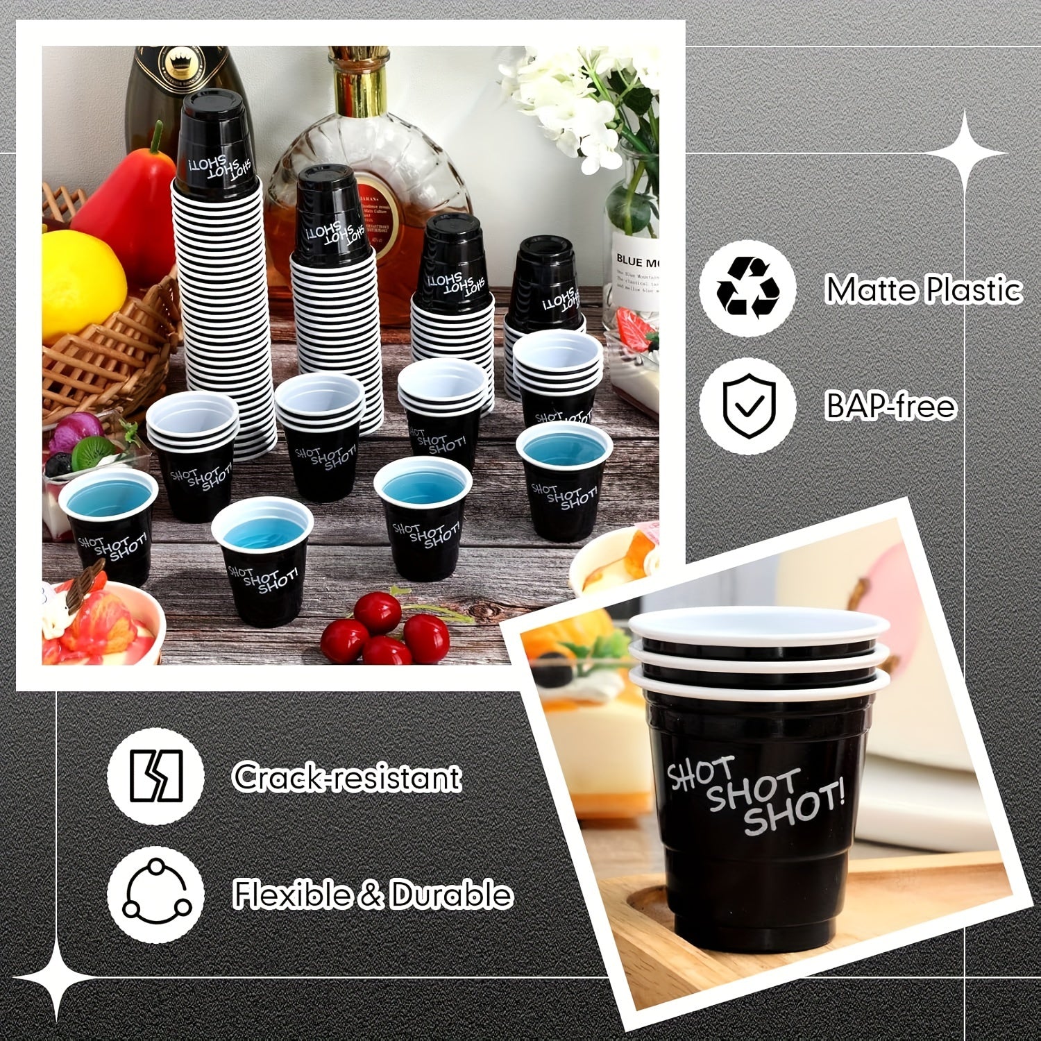 20/50 Pack Disposable 2oz Black Paper Shot Cups with Lids for Hot Beverages Recyclable