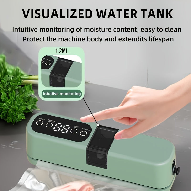 Портативный USB-заряжаемый автоматический вакуумный запайщик с двойным всасыванием для домашнего и уличного использования