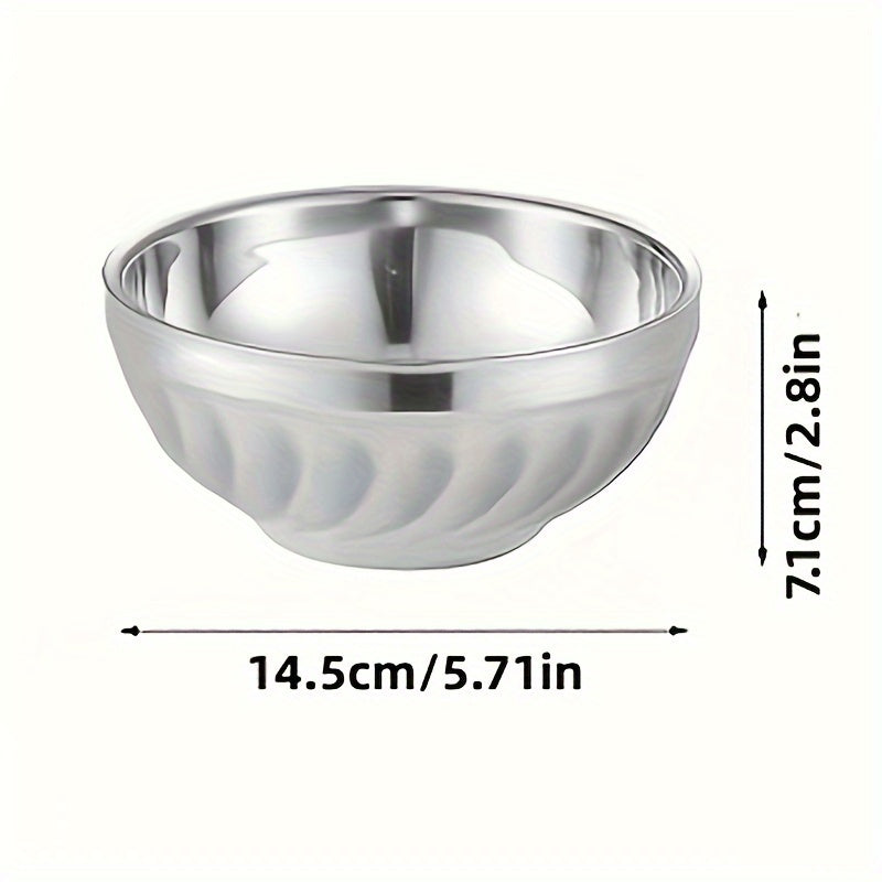 Set of 5 Stainless Steel Bowls with Double-Layered Heat Insulation for Salads Noodles Soups Desserts