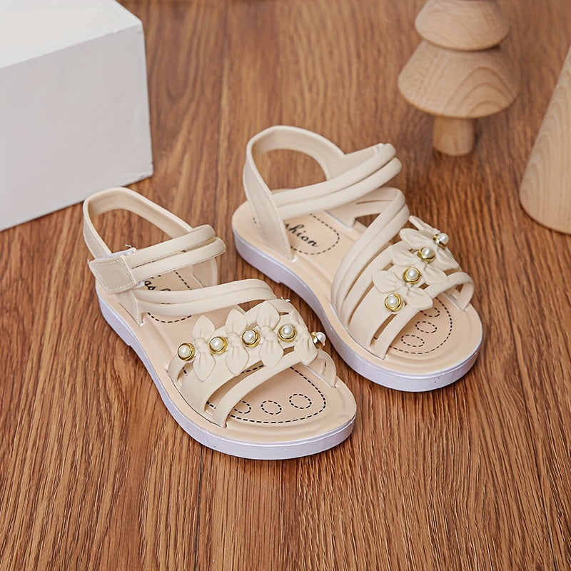 Girls' Summer Sandals Toddler to Kids Breathable Lightweight Beach Shoes with Hook and Loop Closure