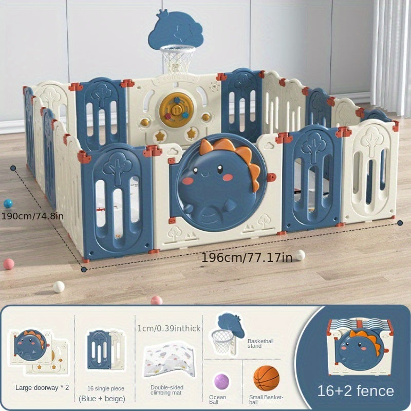 Indoor Baby Playpen Set with Crawling Mat and Safety Fence for Toddlers