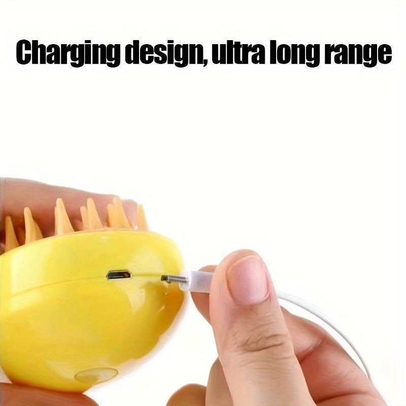 USB Charging Pet Grooming Brush for Cats and Dogs with Spiral Comb and 3-in-1 Function