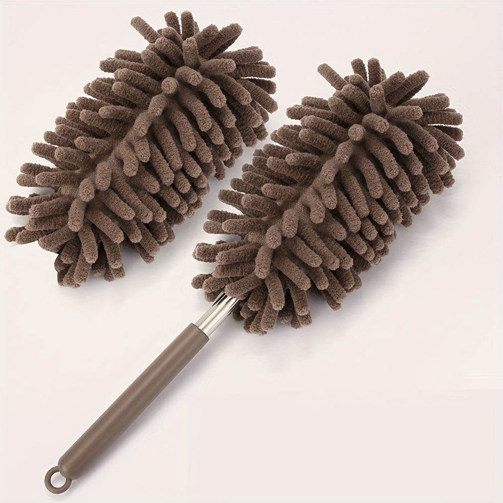 Мини-набор для очистки автомобиля с выдвижной ручкой, микрофибровыми сменными насадками