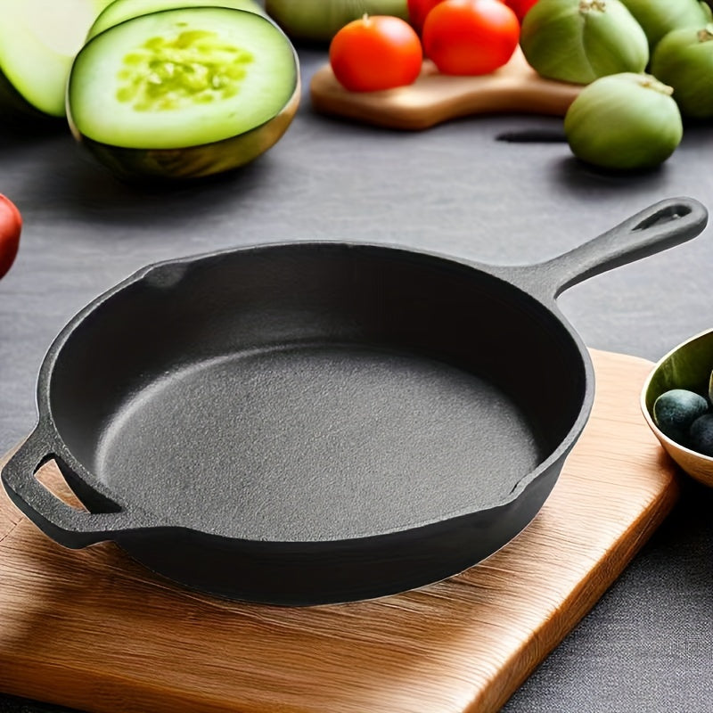 12-Inch Cast Iron Skillet for Frying and Oven Use with Dual Handles