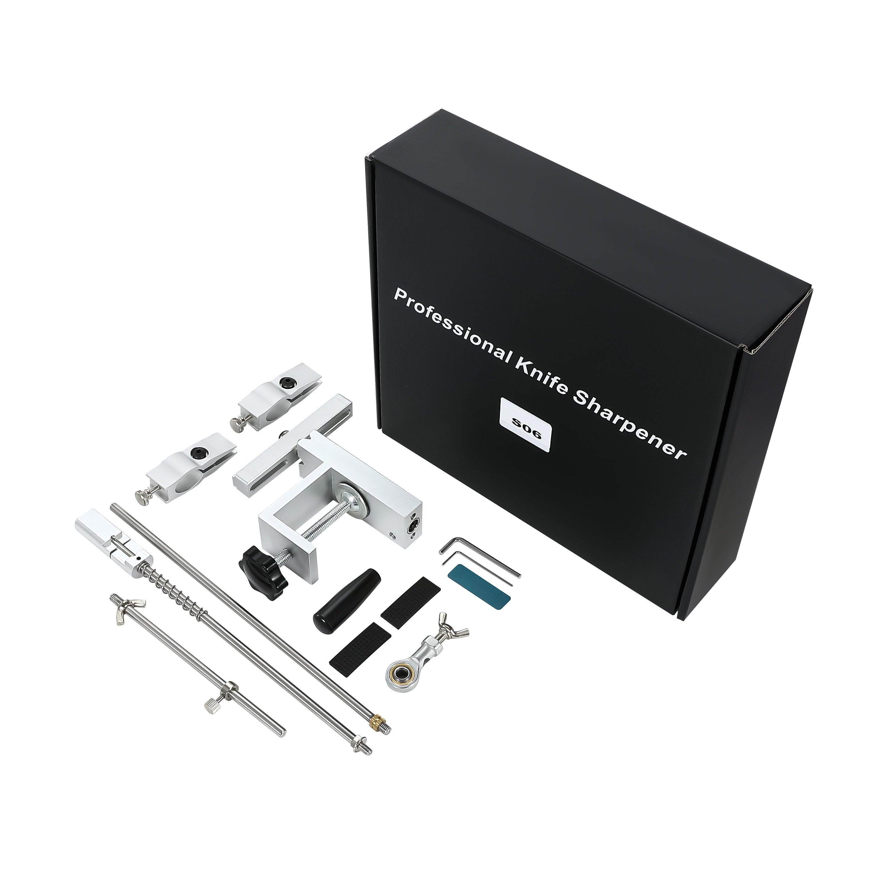 Kitchen and Outdoor Knife Sharpener Set with Fixed Angle System and Diamond Stone