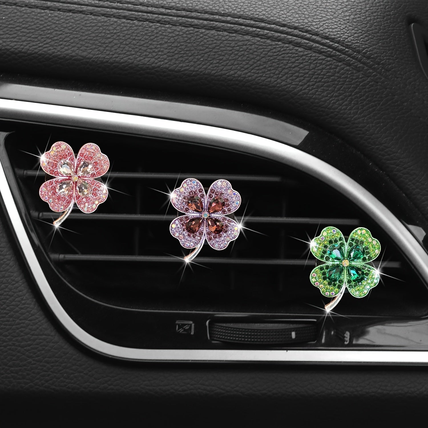 Ayollar uchun avtomobil havo tozalagichi, rhinestone, to'rt bargli toshbaqa dekor