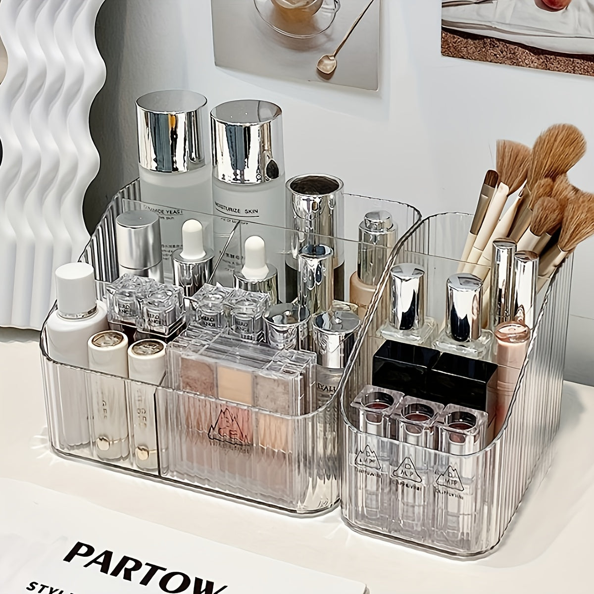 Vazifa uchun shaffof plastmassa kosmetik tashkilotchisi, hammom, yotoqxona, kiyim stolining saqlash joyi