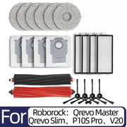 1 to'plam Roborock Qrevo Master robot tozalash aksessuarlar to'plami - Filtrlar, mopu, cho'tkalar va tozalash pichoqlari kiradi - Qrevo Master, P10S Pro, V20 modellari bilan mos keladi - Elektr energiyasiz