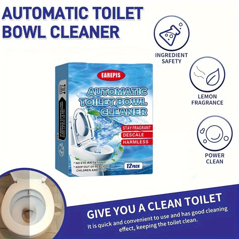 Automatic Toilet Bowl Cleaner 12 Pack, Powerful Cleaning Tablets, Eliminates Odors