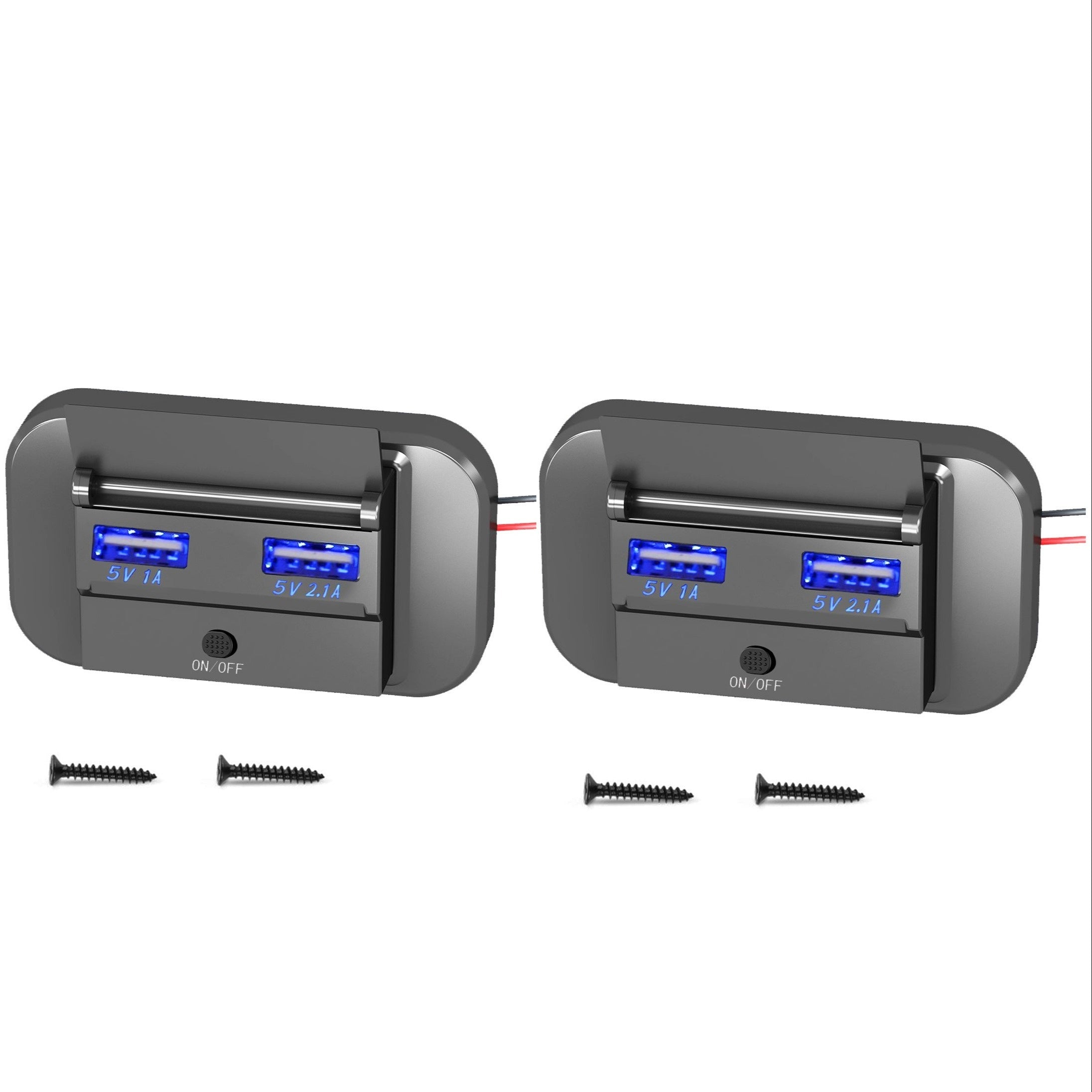 Switch uchun nazorat bilan juft USB avtomobil zaryadkasi, 12V-24V transport uchun zaryadlash