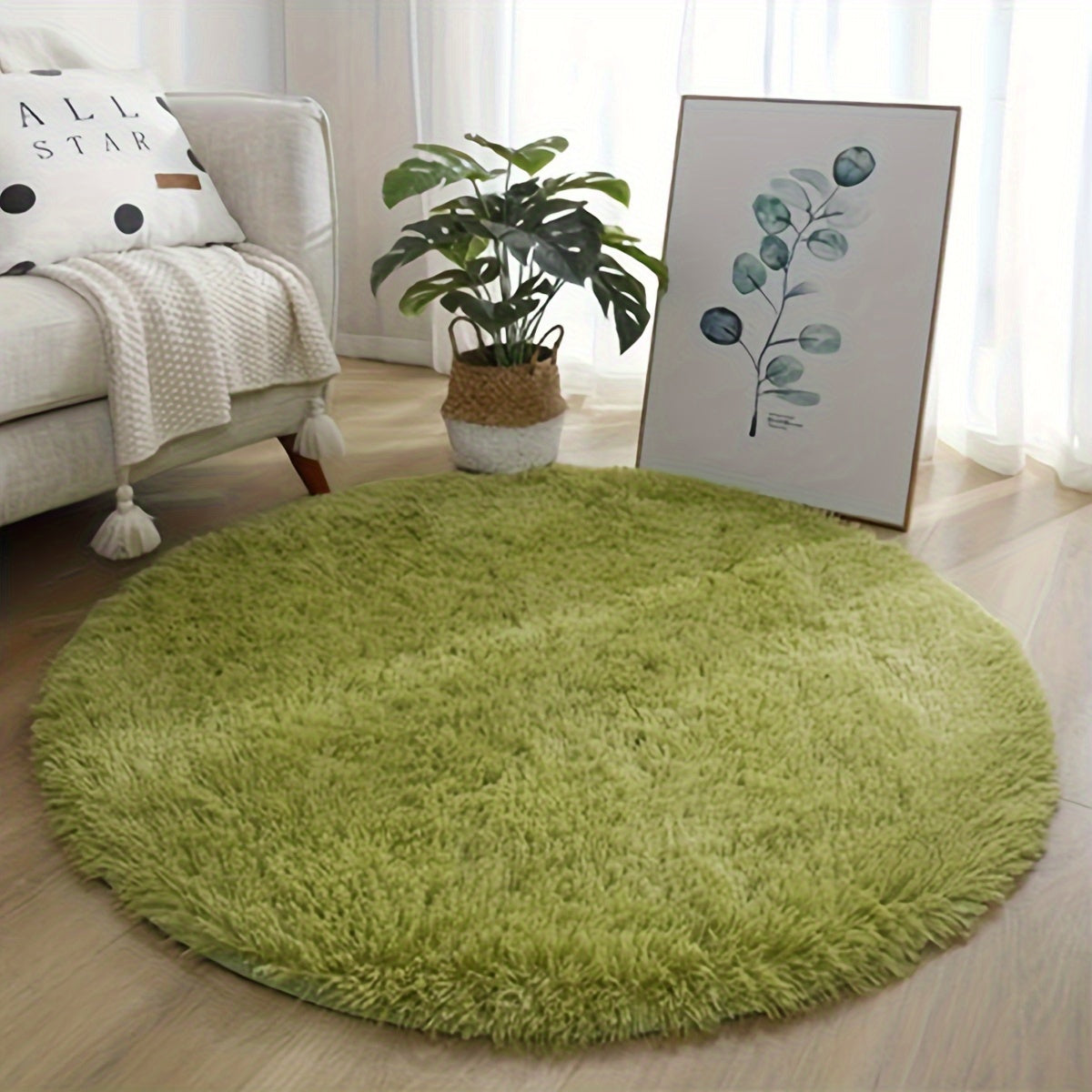 Large Plush Shaggy Area Rug Waterproof Non-Slip Soft Polyester for Living Room Bedroom