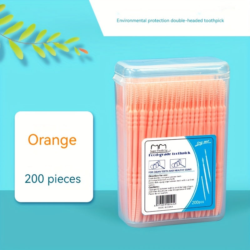 200 Pack Dental Floss Picks Fishbone Interdental Brushes Unscented Travel