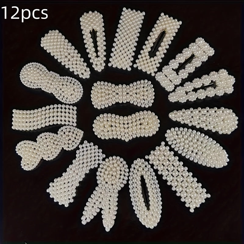 Набор из 12 или 24 заколок для волос с искусственными жемчужинами для женщин, элегантные белые аксессуары для волос