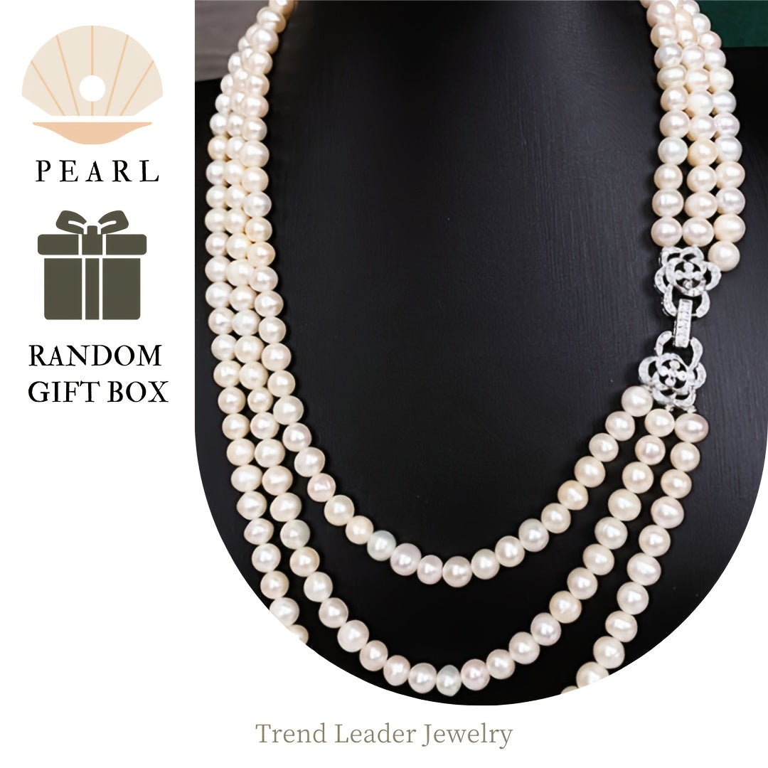 Women's Freshwater Pearl Necklace Multi-Layer Elegant Jewelry for Formal and Casual Wear