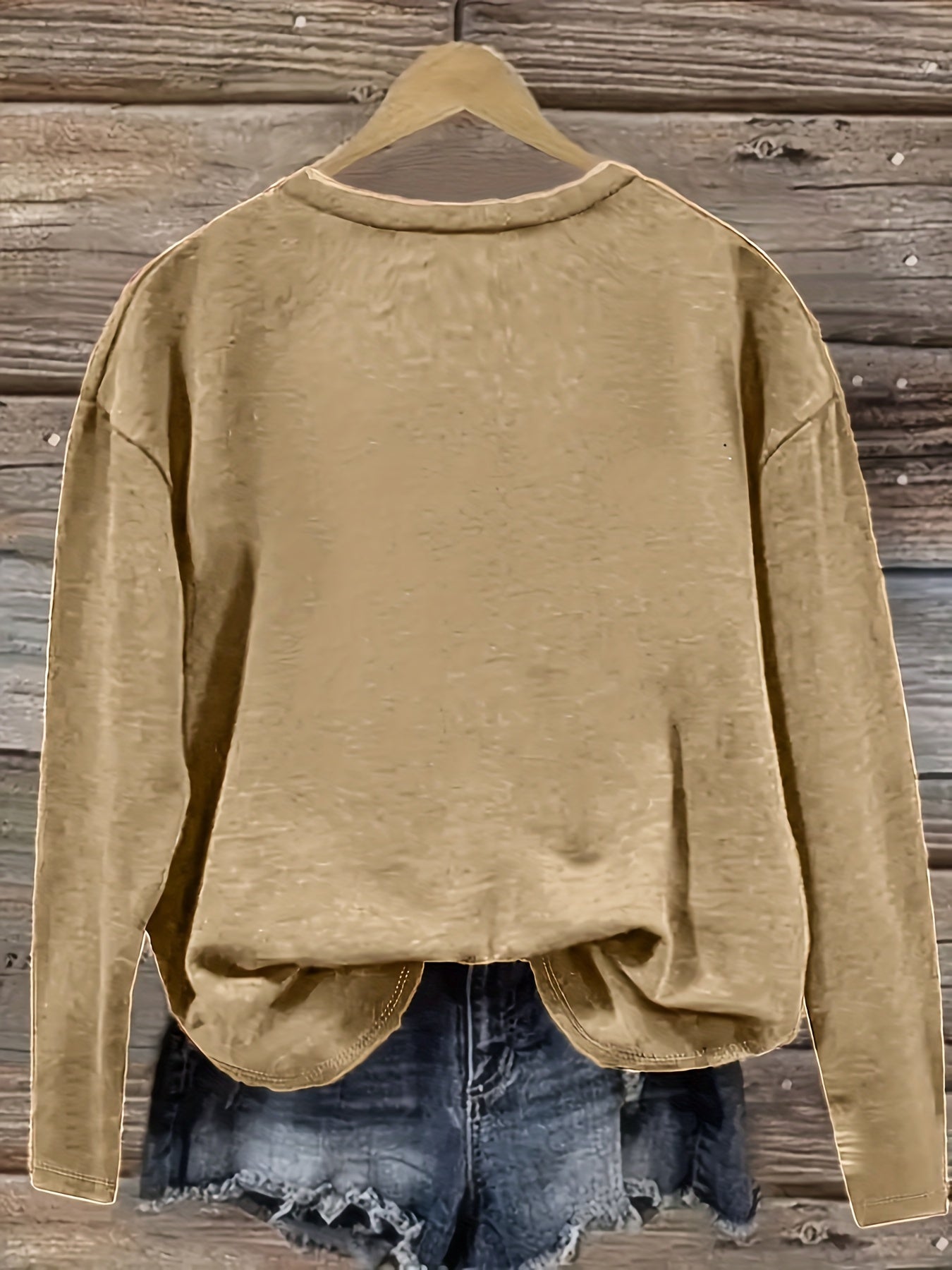 Plus Size Women's Polyester Knit Crew Neck T-Shirt Long Sleeve Casual Alphabet Pattern