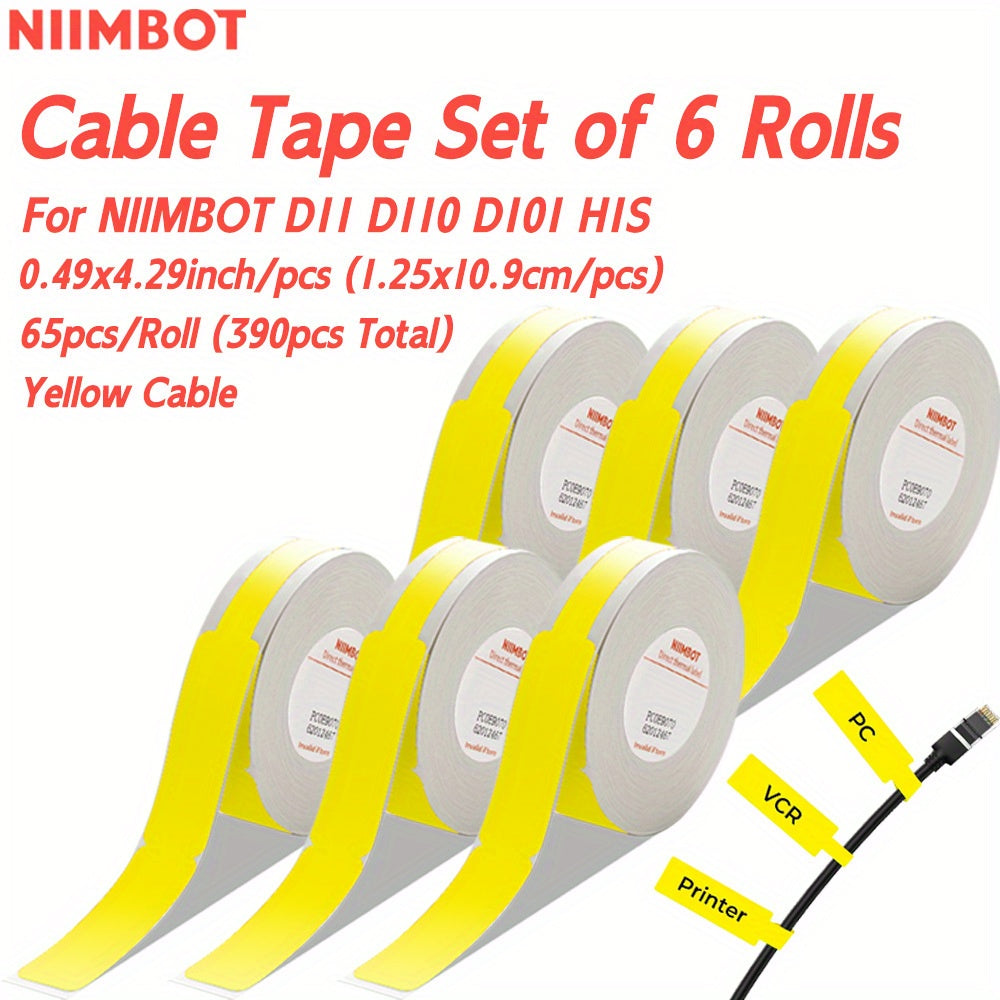 Thermal Label Tape Set 6 Rolls for D11 D110 D101 H1S Printers 1.19x10.9cm White Labels