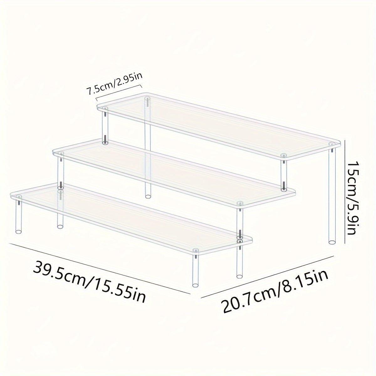 Transparent Ladder Style Storage Rack for Perfumes Lipsticks Nail Polishes and Skincare Multi-Functional Display Shelf