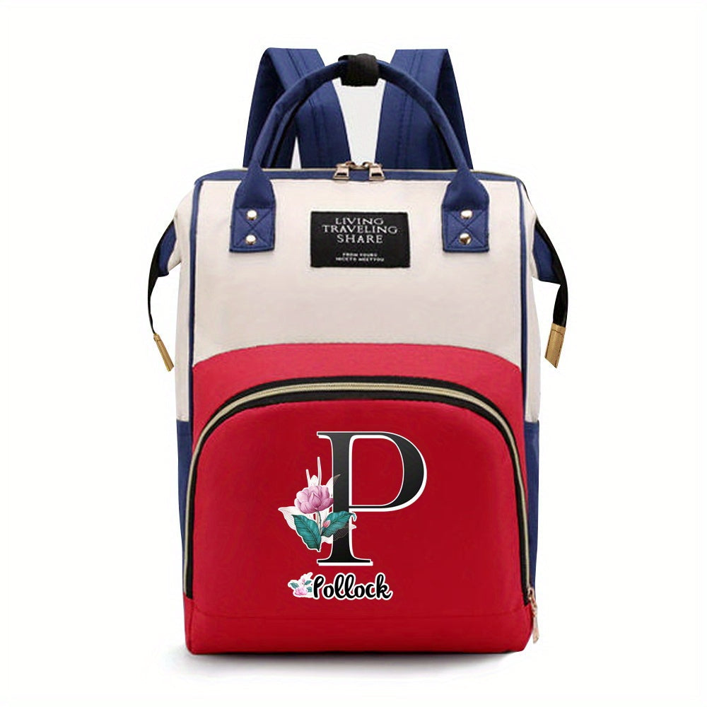 Персонализированная сумка для подгузников из оксфордской ткани с индивидуальными инициалами - Просторная сумка для мам с дизайном букв A-Z, идеальна для путешествий и повседневного использования, с карманами для бутылочек для женщин