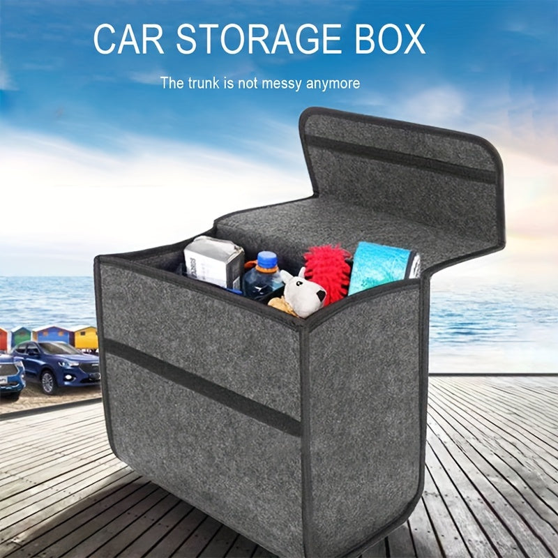 Foldable Car Trunk Organizer Durable Fabric Storage Box with Compartments