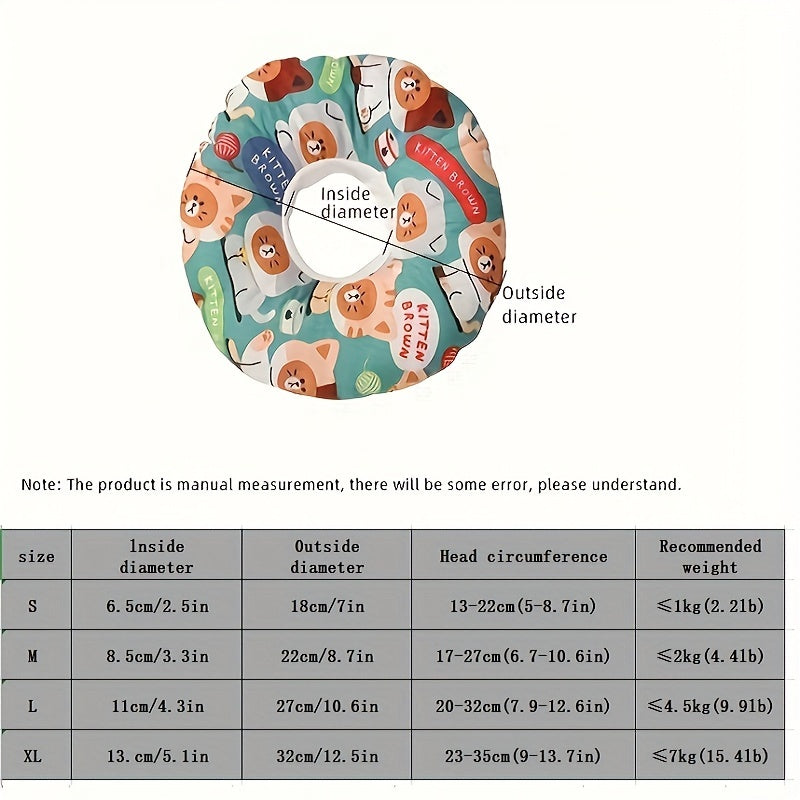 Soft Recovery Collar for Cats and Small Dogs Adjustable Elizabethan Neck Cone with Cartoon Design