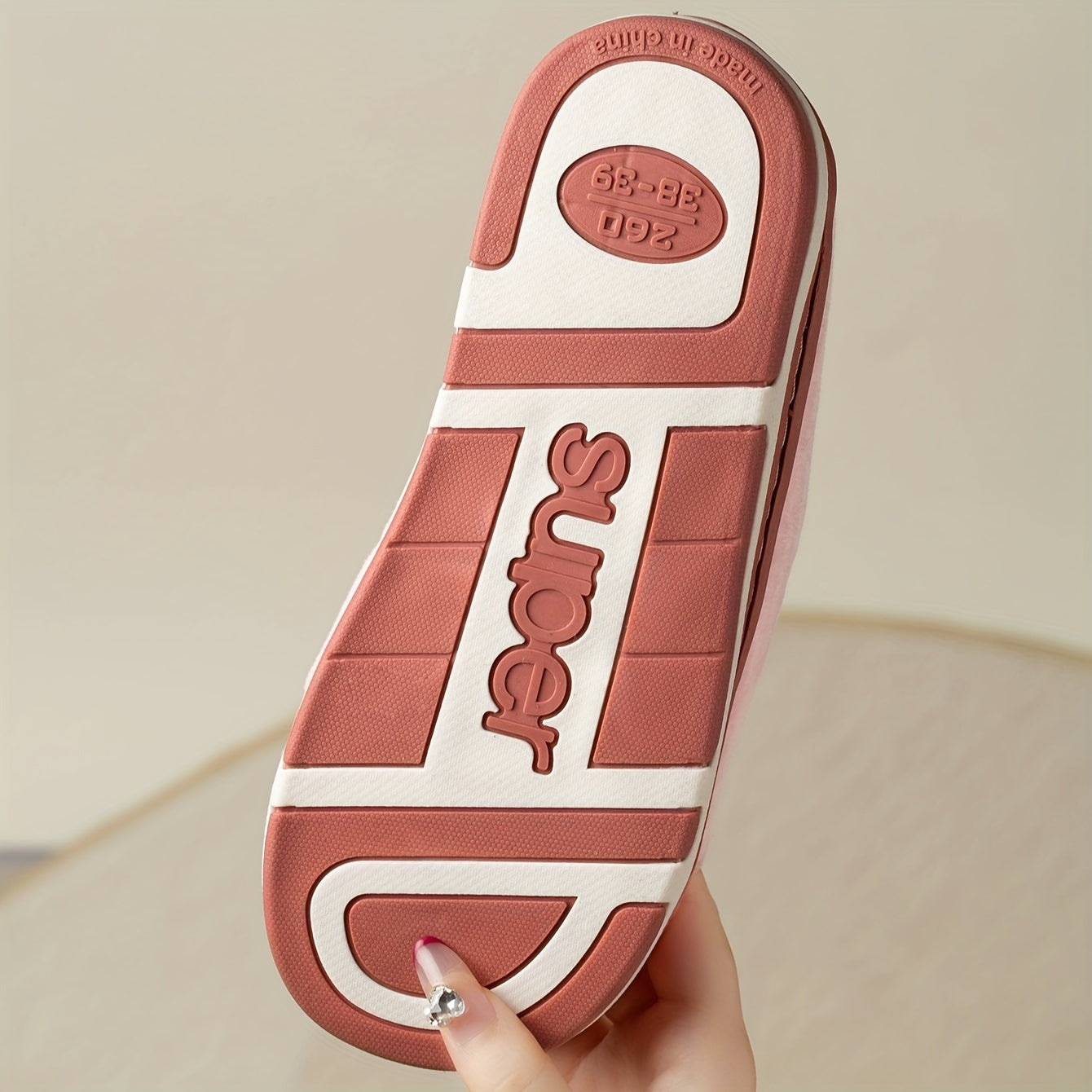 Women's Plush Slip-On Slippers with Elephant Cartoon Soft Fabric Grey Pink