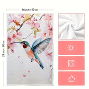 Set Of 2 Ultra Soft Kitchen Towels With Hummingbird Blossom Design 40x60cm