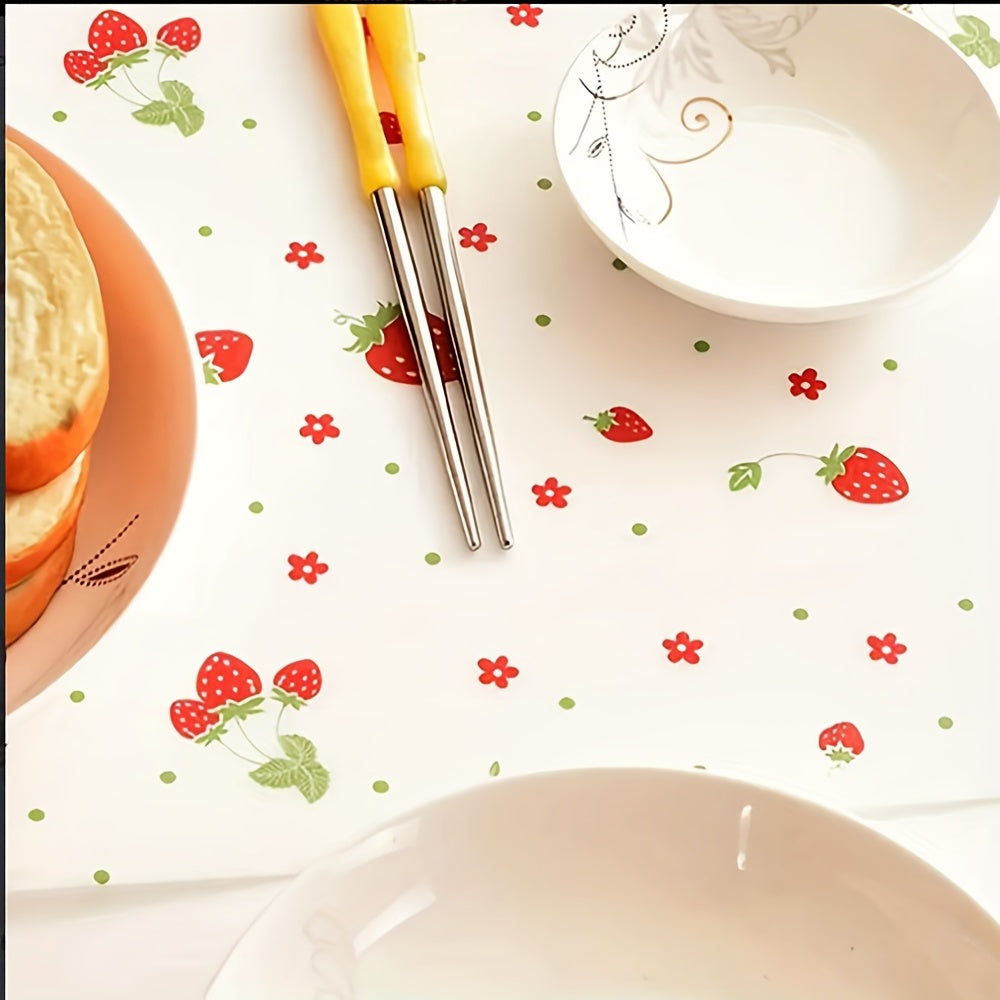 Strawberry Print EVA Waterproof Shelf Liners Non-Slip Mats for Kitchen Refrigerator Drawers