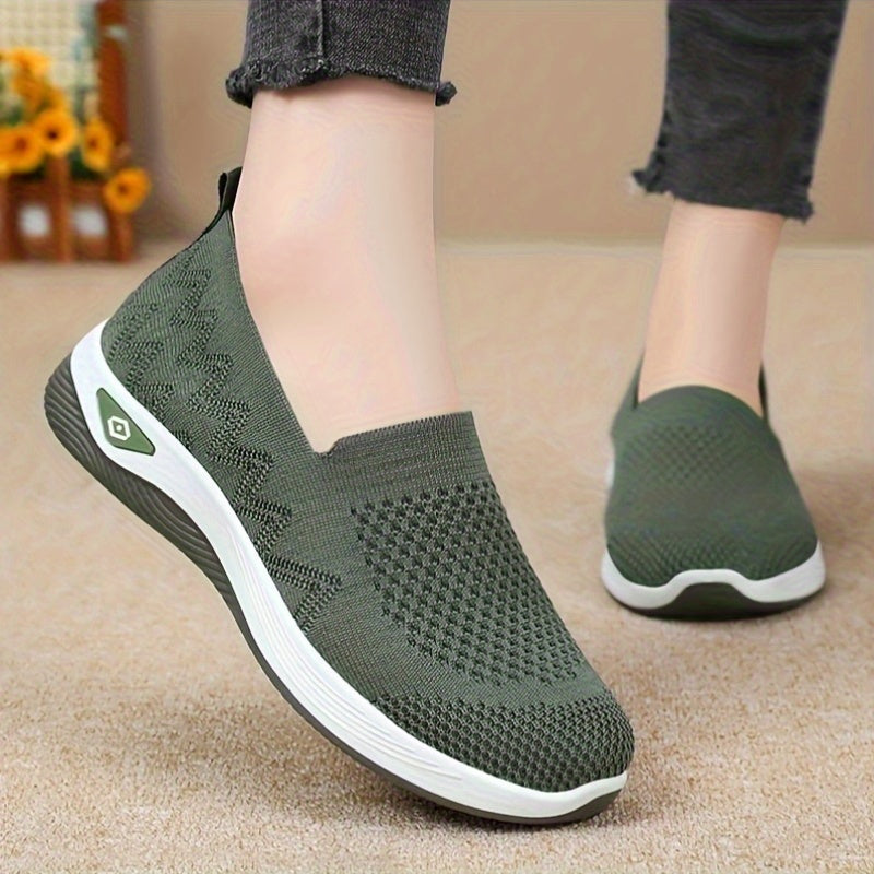 Women's Purple Slip-On Sneakers Breathable Fabric Casual Shoes
