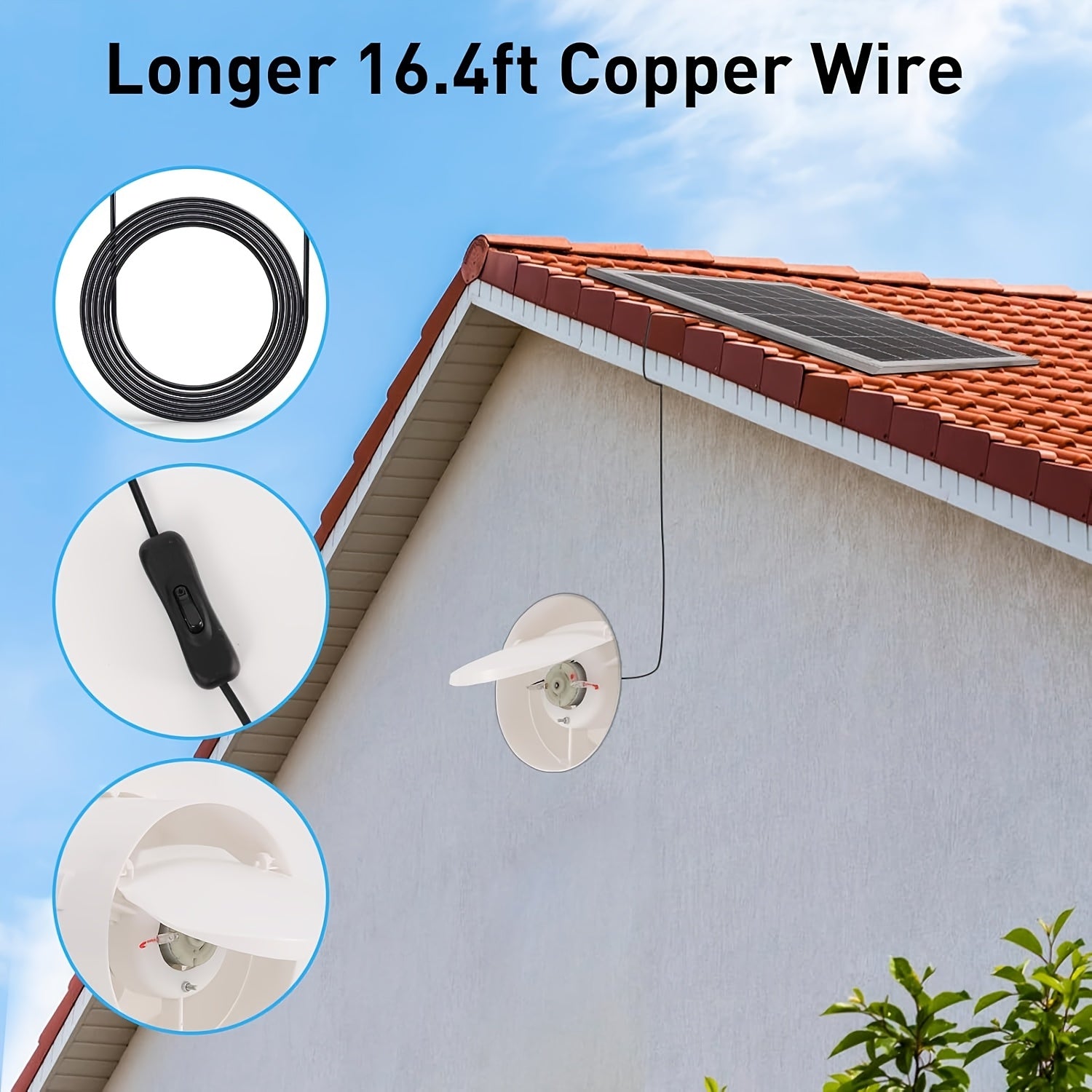 Solar White Exhaust Fan with 6W/8W Solar Panel and 10.16/15.24/20.32 cm Fans