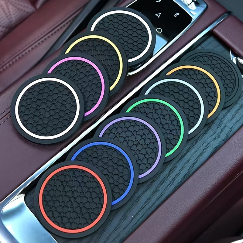 2PCS Car Coasters Honeycomb Pattern Non-slip Dustproof Drink Holder Protector
