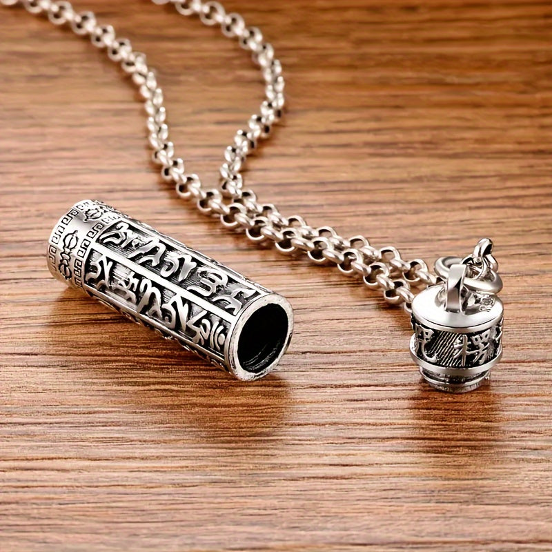 Mysterious Six-Character Pendant Necklace Silver Jewelry for Women