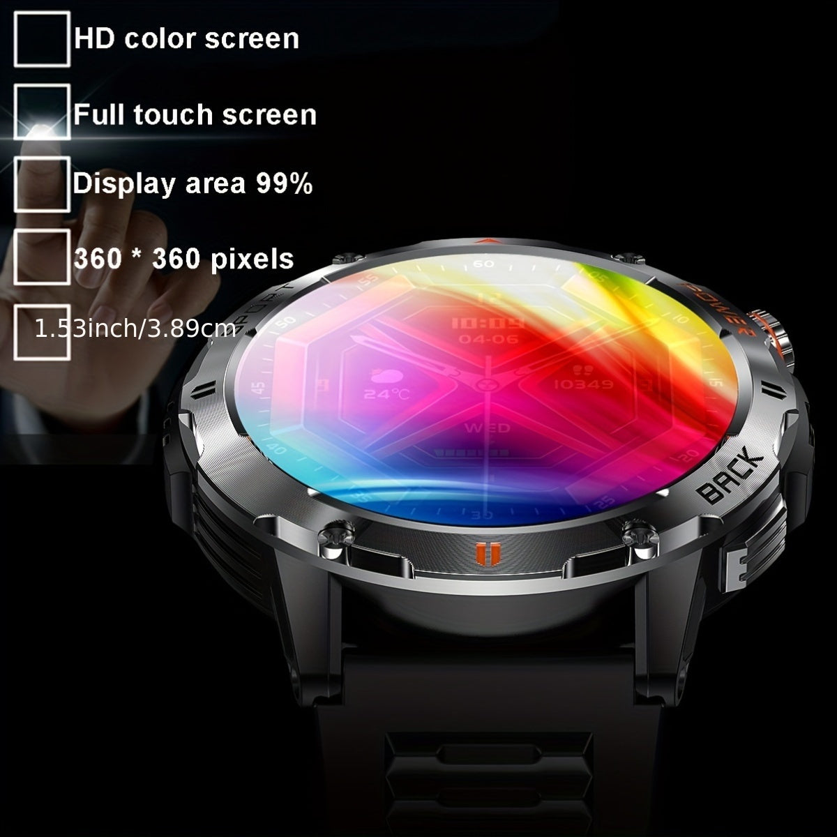 Men's Smart Watch 1.53 Inch TFT Display Voice Call IP67 Waterproof Wireless 5.3 Magnetic Charging