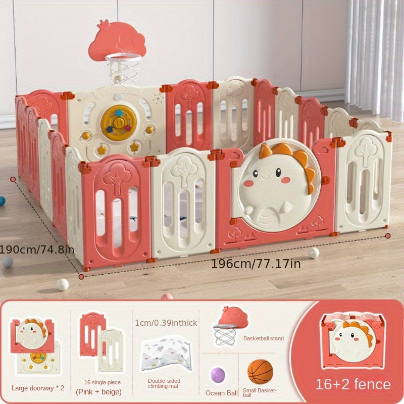 Indoor Baby Playpen Set with Crawling Mat and Safety Fence for Toddlers