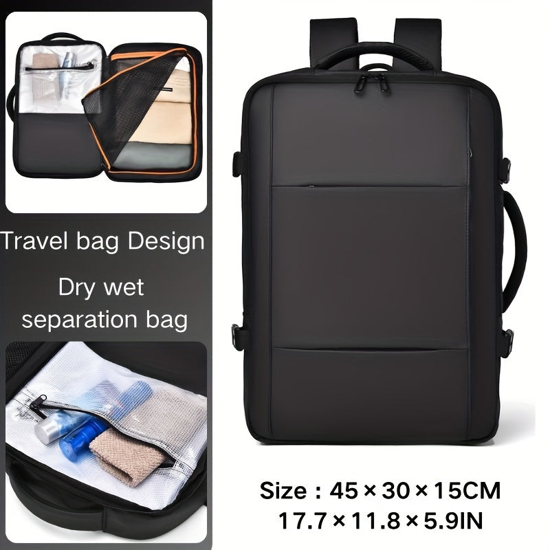 Unisex Nylon Backpack for Travel and Business with Laptop Pocket and Trolley Sleeve