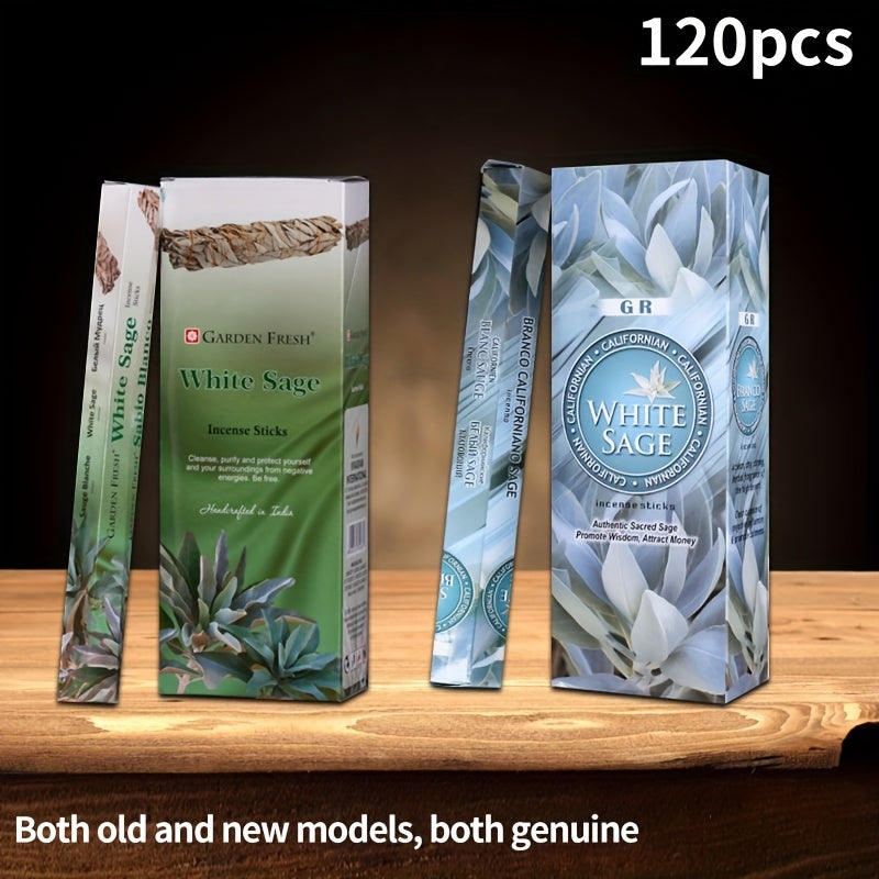 Набор благовоний из белого шалфея, 20 или 120 штук, растительные ароматы для релаксации и медитации