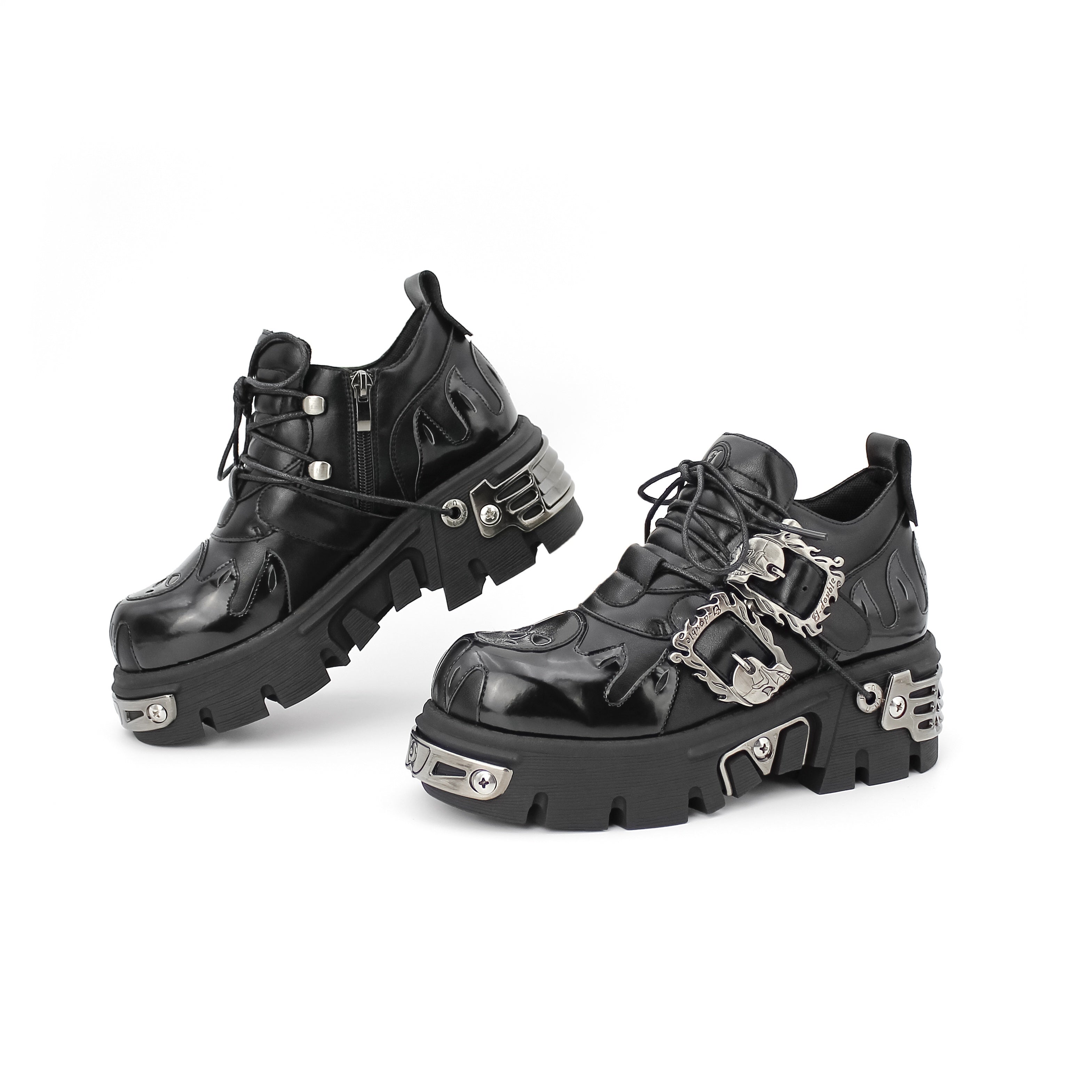 Women's Platform Ankle Boots Soft Sole Lace-Up Goth Punk Shoes