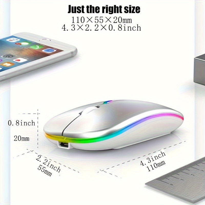 Wireless Gaming Mouse Dual Mode 5.1+2.4G Rechargeable Silent Backlight Ergonomic