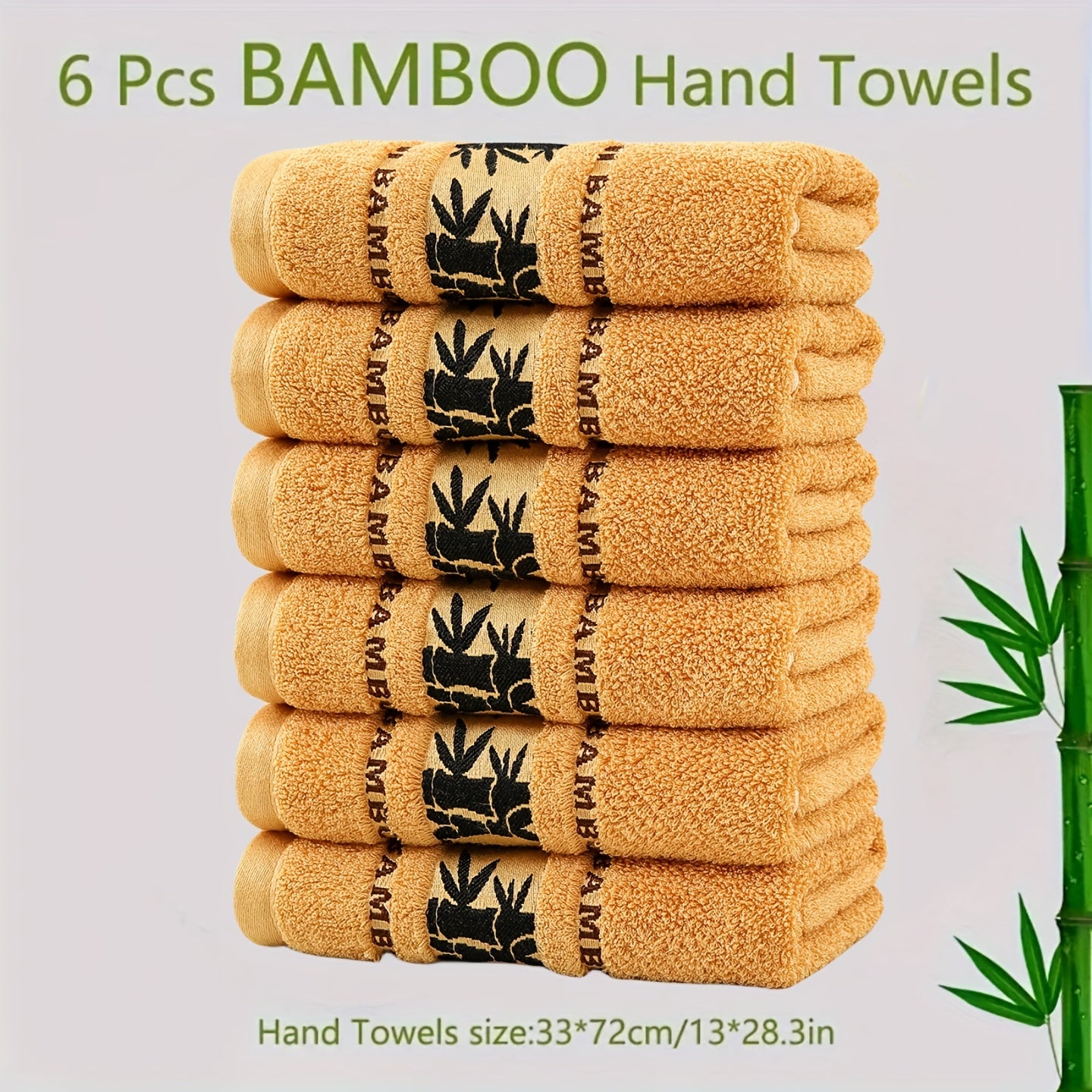 6-Piece Bamboo Fiber Towel Set Soft Quick-Dry Absorbent for Home Gym Bathroom