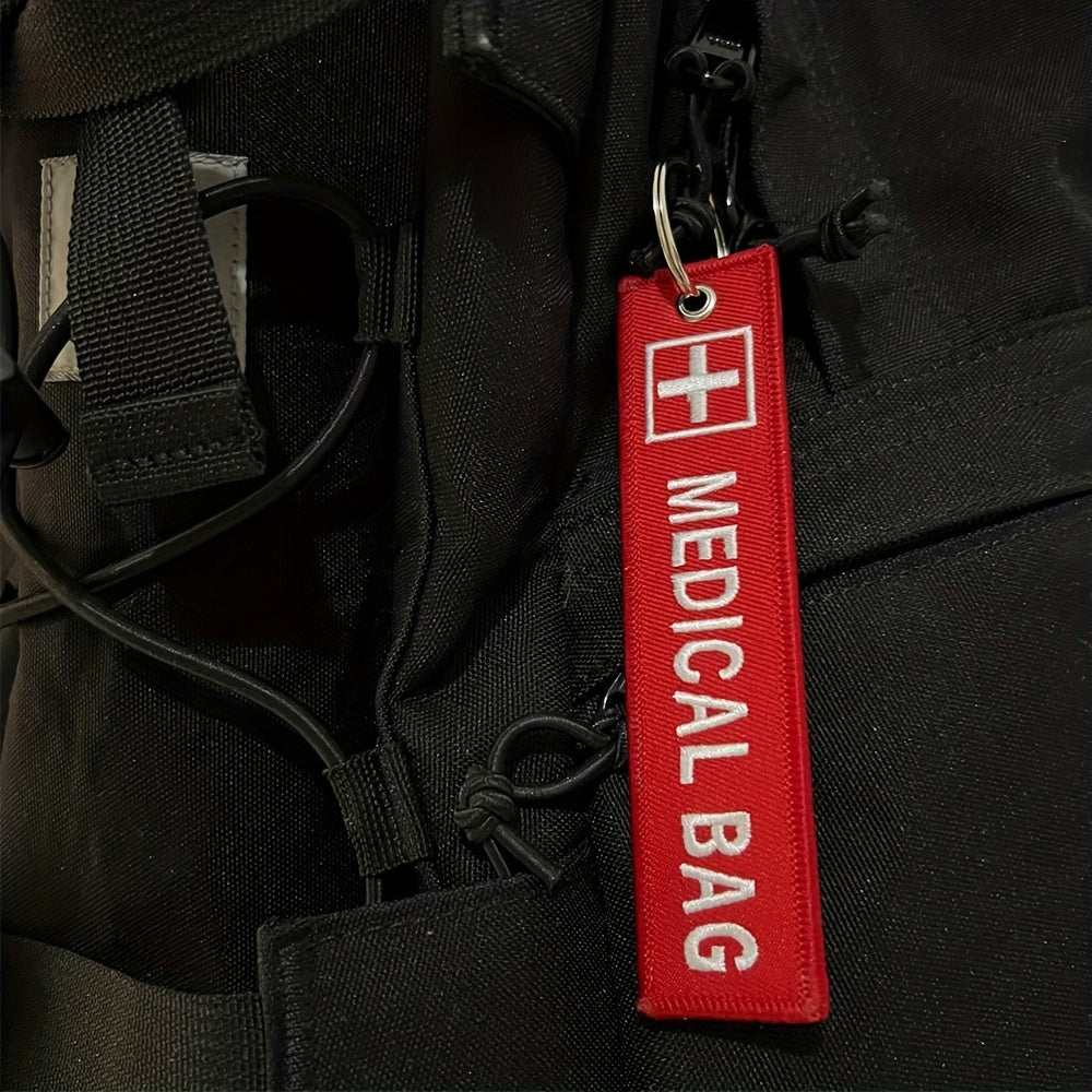 Unisex Medical Bag Embroidered Cross Logo Red Tag Keychain Motorcycle Accessories