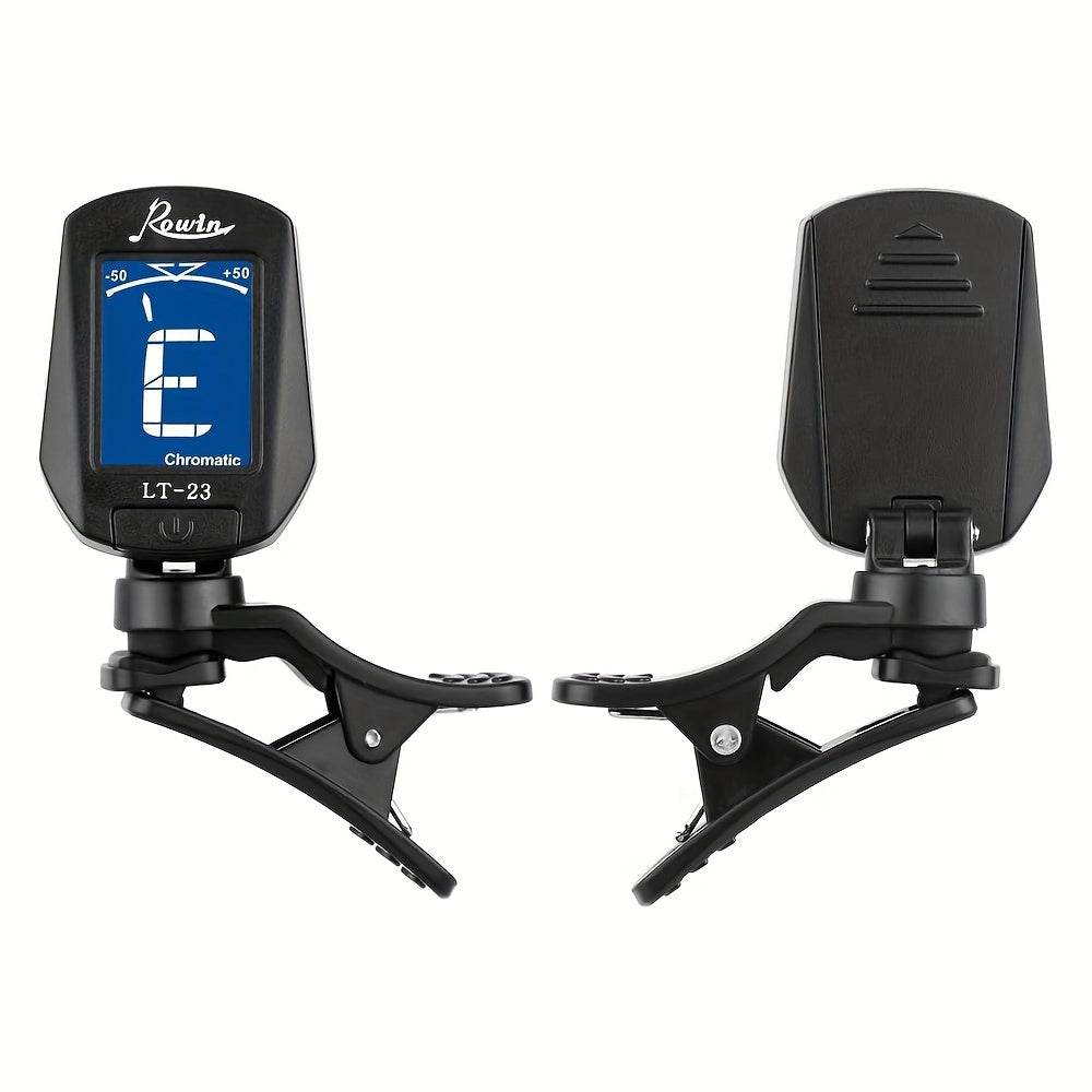 Chromatic Clip-On Guitar Tuner for Acoustic Electric Instruments Black ABS Battery Powered