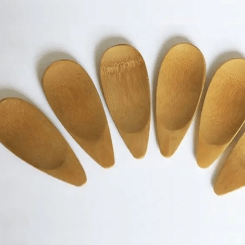Set of 5 Mini EcoBamboo Spoons Short Handle Tea Scoops for Dessert Ice Cream