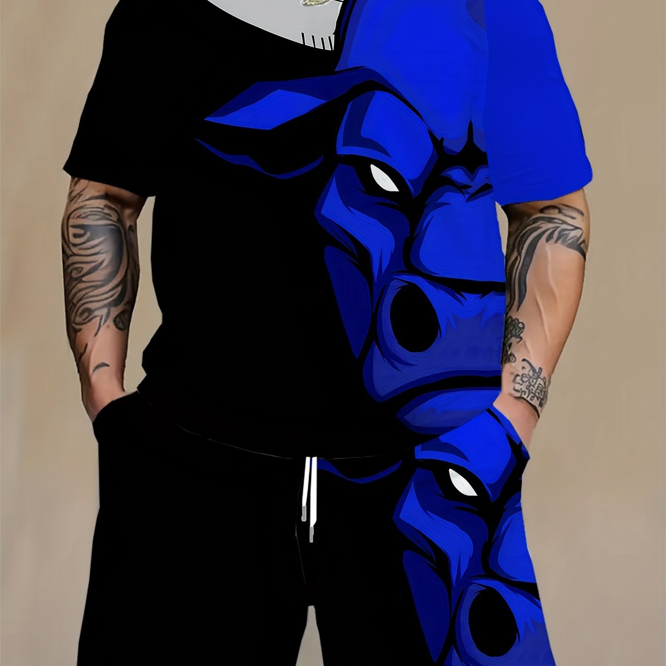 Men's Activewear Set T-Shirt and Breathable Shorts for Outdoor Sports