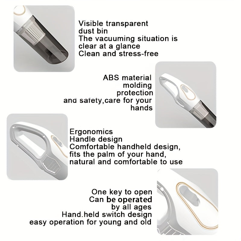 Portable Handheld Car and Home Vacuum Cleaner with Strong Suction and Attachments