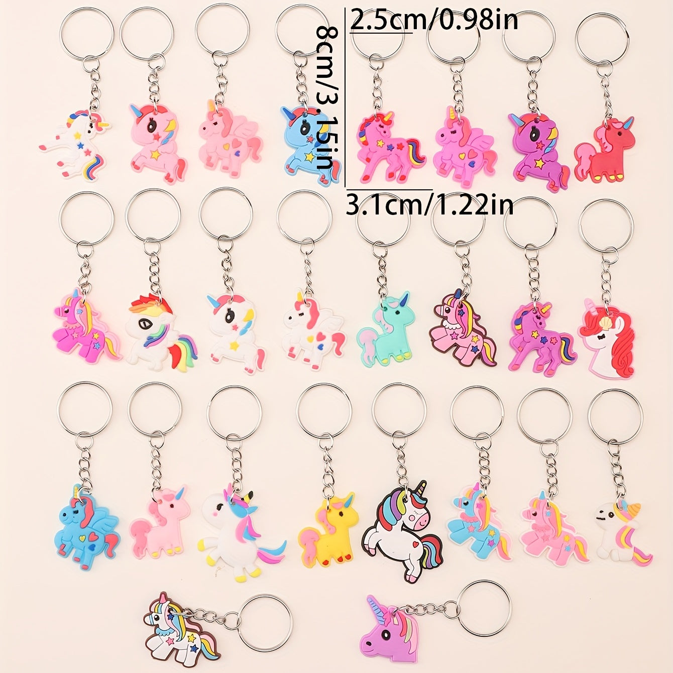 Set of 26 PVC Unicorn Keychains for Men, Stylish Jewelry Accessories